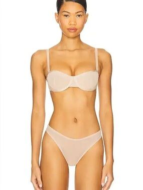 CUUP The Balconette Sheer Mesh Underwire Bra Nude Beige Size 34E